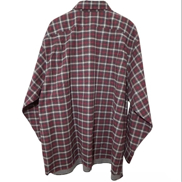 NWT Cremieux Flannel Shirt Mens Tall Man 3XT Cabernet Red Gray Plaid Long Sleeve - Picture 6 of 10